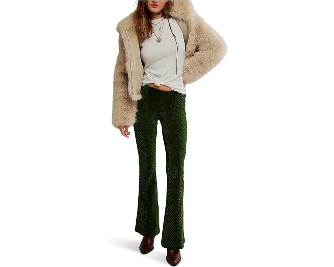 Бархатные брюки Penny на резинке с клешем от Free People
