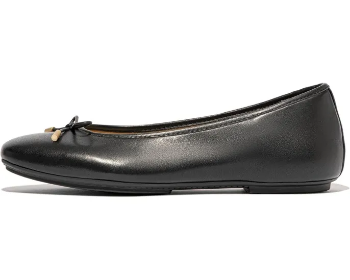 Балетки FitFlop Delicato Bow из мягкой кожи с квадратным носком