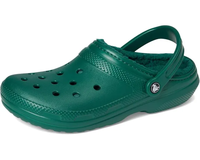 Классические утепленные кроксы Crocs с искусственным мехом и регулируемым ремешком