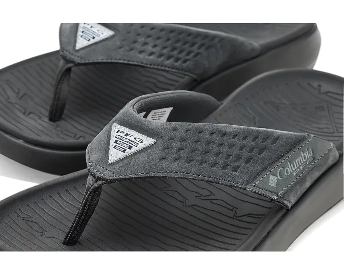 Шлепанцы Columbia Boatside Flip Lea PFG с ремешком из кожи и подошвой Omni-Grip