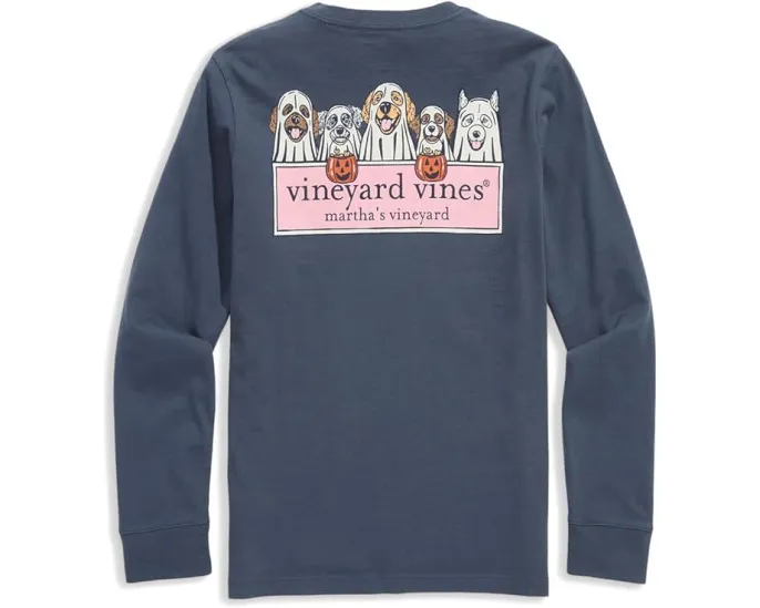 Футболка с длинным рукавом и карманом Ghost Pups Logo Box от Vineyard Vines Kids