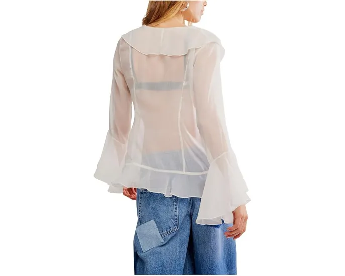 Блуза Free People Bali Tulula из шифона с расклешенными рукавами и рюшами