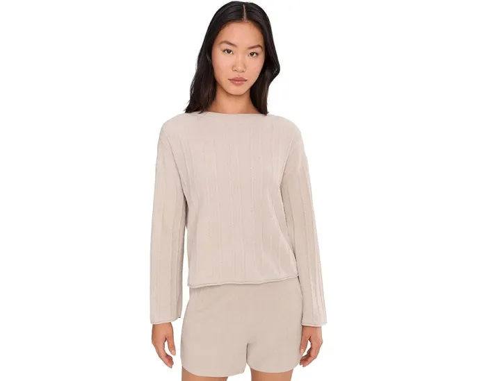 Свитер Barefoot Dreams CozyChic Ultra Lite с канатной вязкой и лодочкой