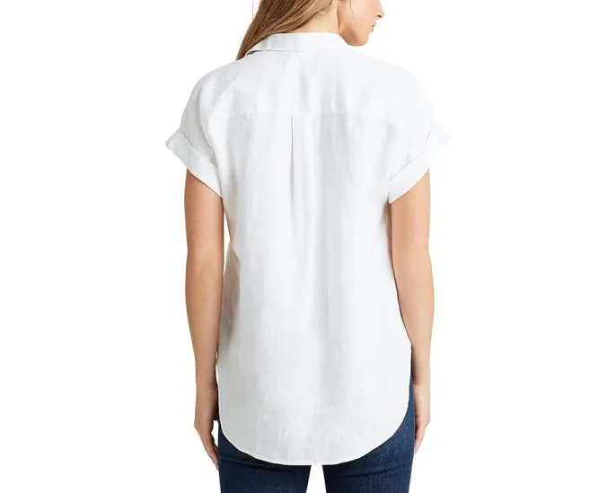 Рубашка из льна с короткими рукавами Lauren Ralph Lauren Petite
