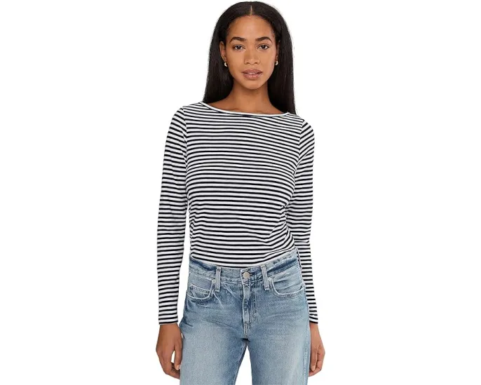 Madewell Длинная блуза с боковыми сборками и полосками из хлопка