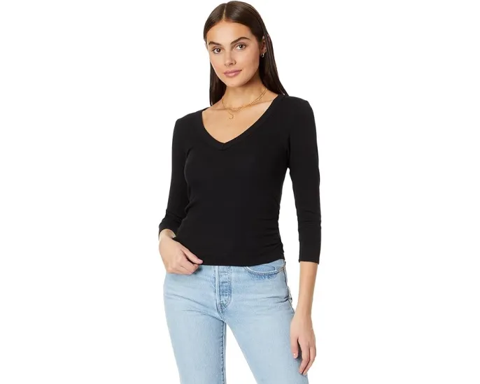 Кроп-футболка Michael Stars Enid с V-образным вырезом и рукавом 3/4