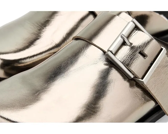 Мюли AllSaints Eris с пряжкой на металлизированном замшевом верхе и овчиной