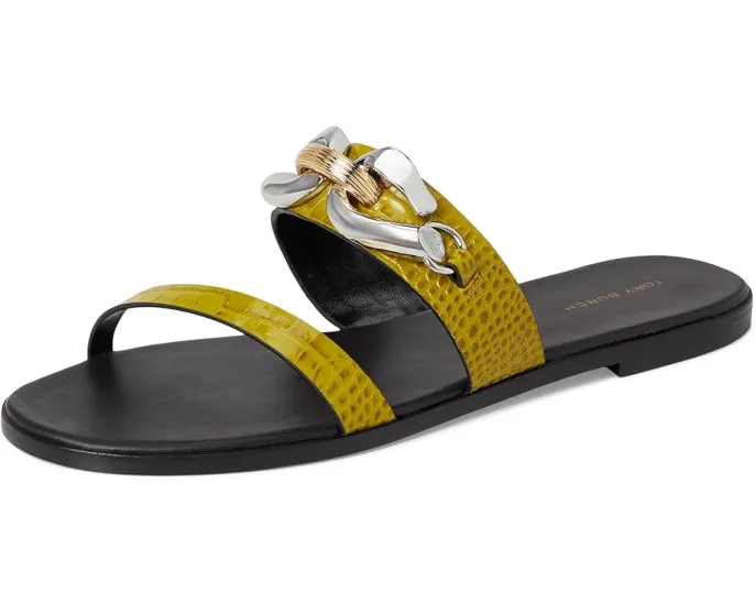 Сланцы Tory Burch Jessa Two Band с двойным ремешком и кожаной подошвой