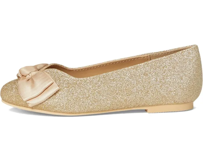 Золотистые балетки Janie and Jack с бантом и миндалевидным носком