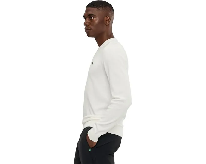 Свитер Lacoste из хлопка с круглой горловиной и контрастной линией на манжете