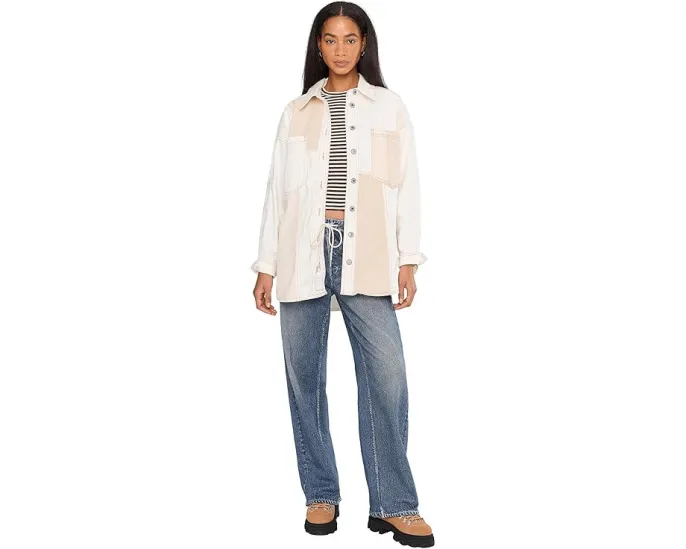 Рубашка Free People Ivory Mountain Roads из денима в стиле пэчворк