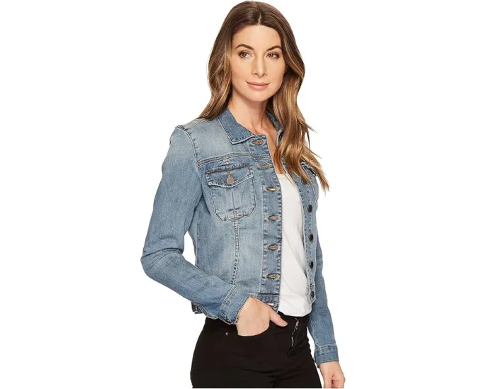 Короткая джинсовая куртка KUT from the Kloth Amelia Jean с эффектом потертостей