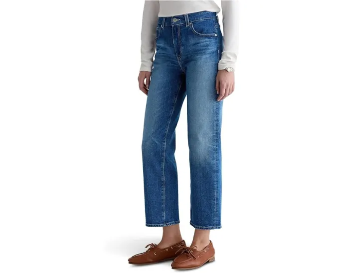 Джинсы Brinley Mid-Rise Straight Crop AG Jeans из ткани Owens Valley со средней посадкой