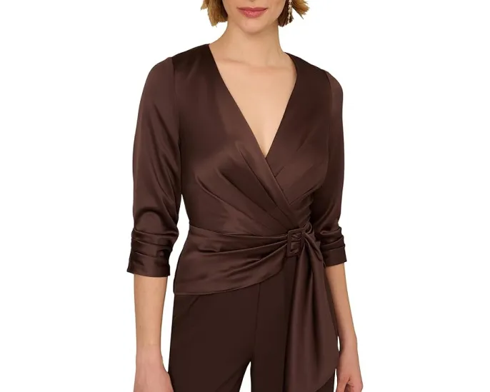 Комбинезон Adrianna Papell из атласного крепа с имитацией топа и брюк