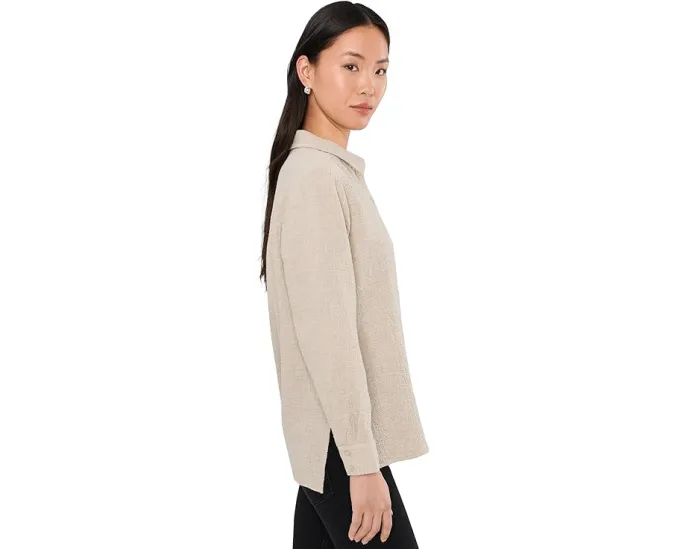 Рубашка Eileen Fisher Petite из органического хлопка двойного переплетения с классическим воротником