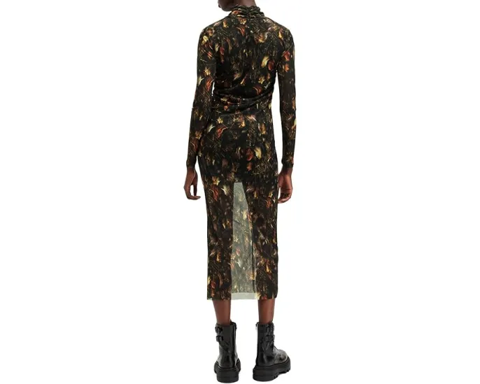 Платье AllSaints Tia с длинными рукавами и высоким воротником из полиэстера