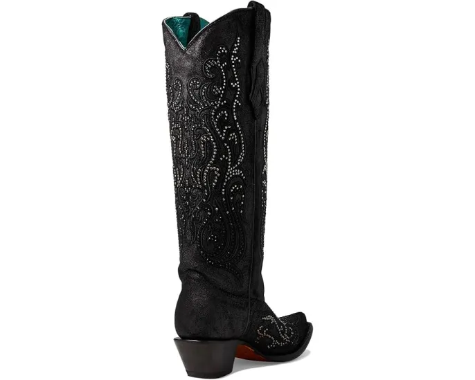 Высокие сапоги Corral C4097 до колена с кристаллами и кубинским каблуком