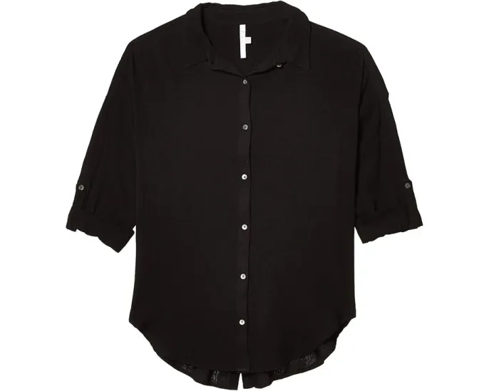 Классическая пляжная рубашка-кардиган Seafolly из хлопкового газа