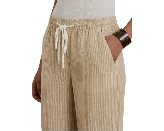 Striped Linen Wide-Leg Pants