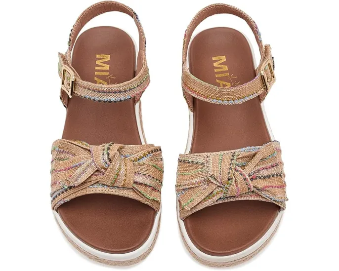 Детские сандалии Mia Kids Sitkha на танкетке из льна с бантом