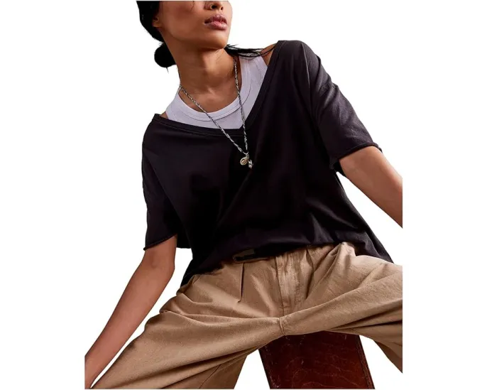 Футболка Free People Nina Tee V с V-образным вырезом и свободным кроем