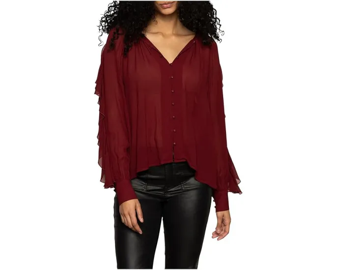 Блузка Sanctuary Harmony с воротником-стойкой и рюшами на рукавах