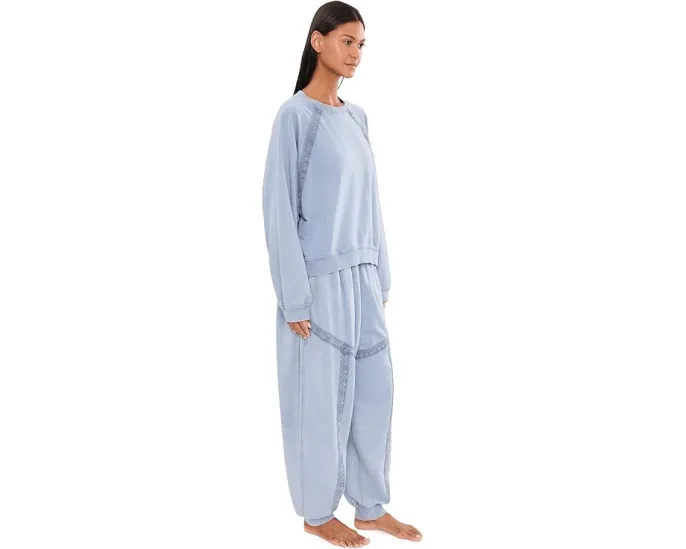 Пижамный комплект Free People Couch Club из мягкого велюра с рукавами-фонариками