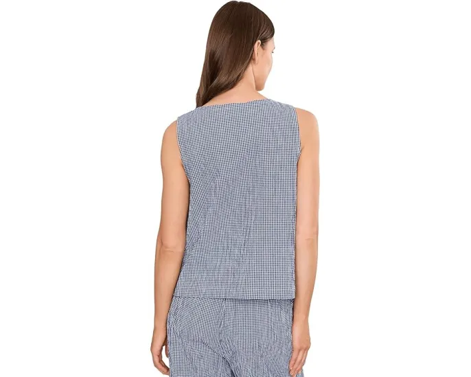 Жилет Eileen Fisher с V-образным вырезом в клетку из органического хлопка