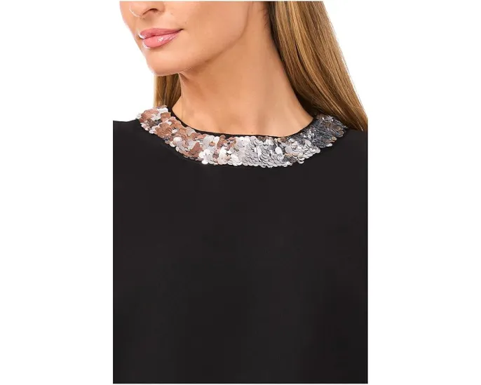 Топ без рукавов CeCe с отделкой из пайеток и потайной молнией