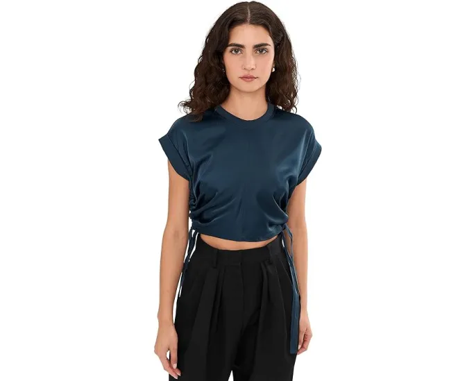 Футболка Mira Satin Tee AllSaints с круглым вырезом