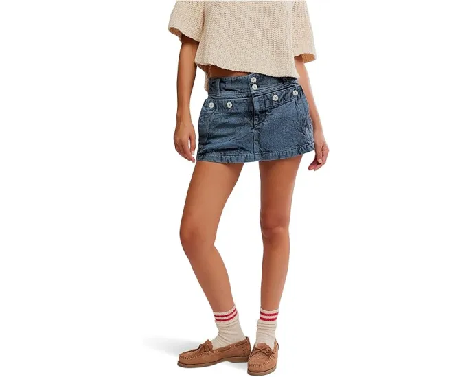 Мини-юбка Dream Weaver от Free People из хлопкового твила в морском стиле