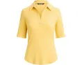 Rib-Knit Elbow-Sleeve Polo Tee