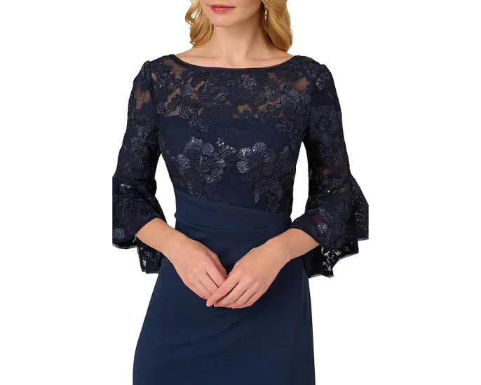 Adrianna Papell комбинированное платье с цветочным кружевом и пайетками