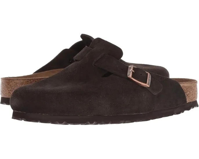 Биркенштоки Boston Soft Footbed из замши унисекс на пробковой стельке
