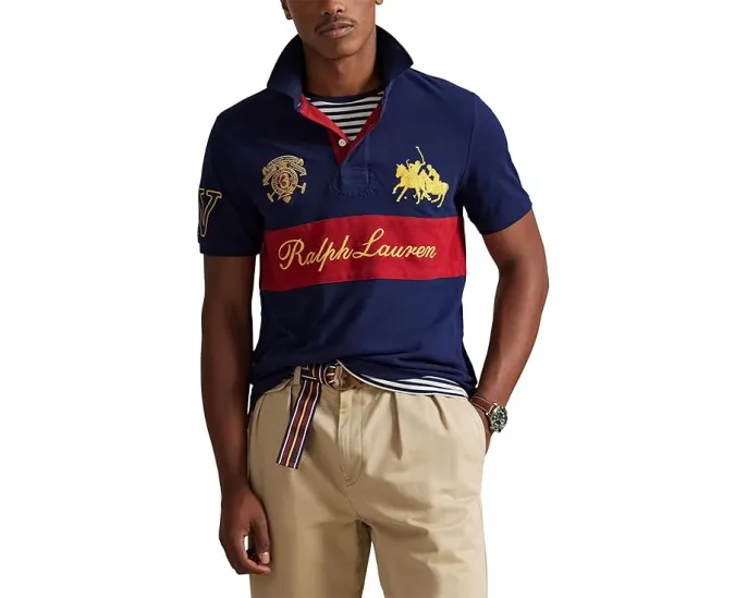 Классическое поло Polo Ralph Lauren с сеткой и вышитым гербом