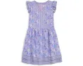 Платье Vineyard Vines Kids Flutter Pintuck с V-образным вырезом и короткими рукавами-фонариками