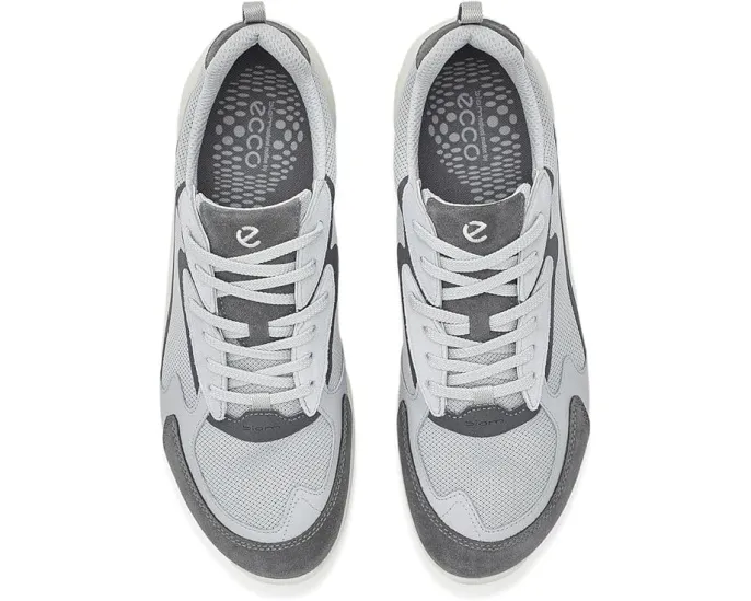 ECCO Biom Energi Sporty Lace-Up серые кроссовки из кожи и текстиля