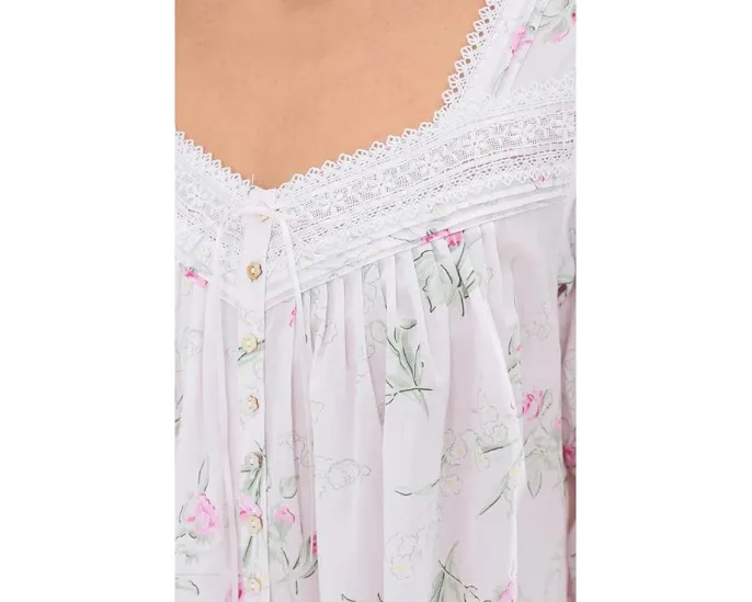 Eileen West халат из батиста с длинными рукавами на пуговицах