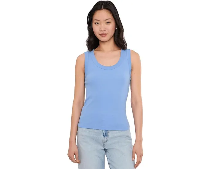 Майка NIC+ZOE Petite с ребристым узором и глубоким вырезом лодочкой