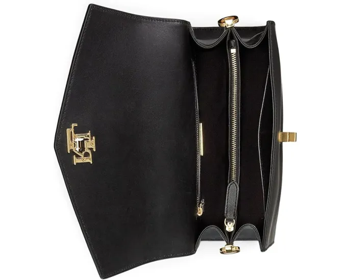 Lauren Ralph Lauren Кожаная сумка среднего размера Farrah с поворотным замком и съемным ремнем