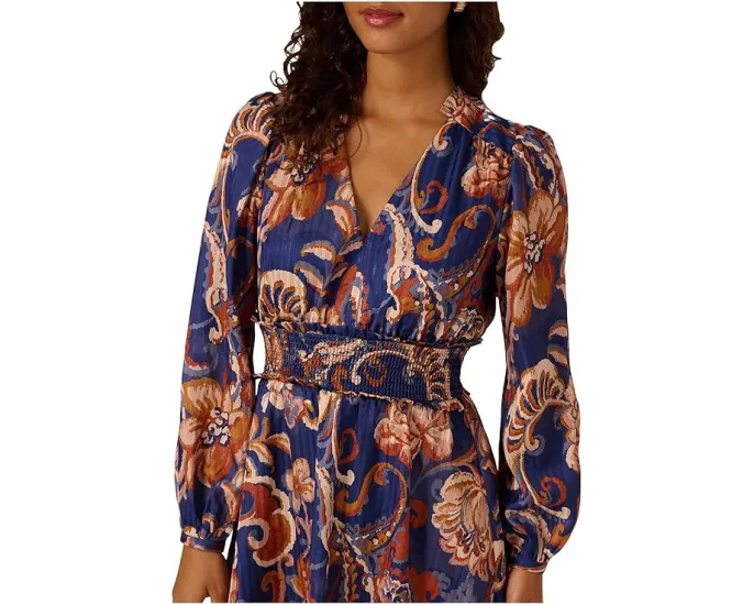 Короткое платье Adrianna Papell с принтом и рукавами епископа