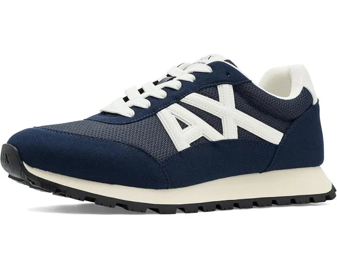 Кроссовки Armani Exchange Drop Sneakers из микрозама и сетки на легкой подошве