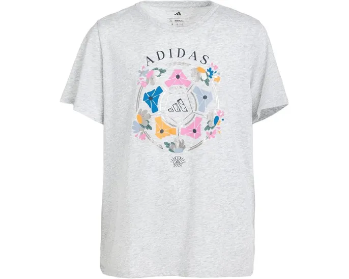 Футболка adidas Kids с принтом футбольного мяча и цветов