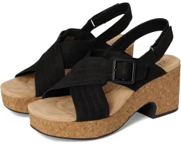 Сандалии Clarks Nerisa West на пробковом каблуке 75 мм с ручной строчкой