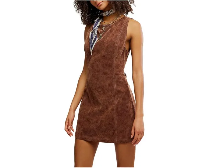 Мини-платье Free People Atlas из замши с вырезом на спине и молнией