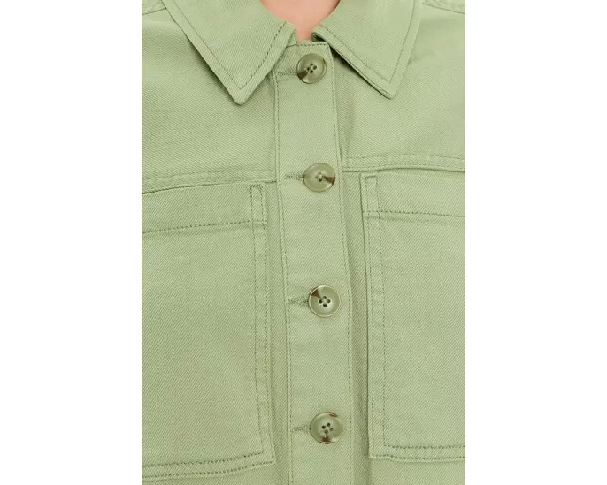 Petite High/ Low Denim Shacket