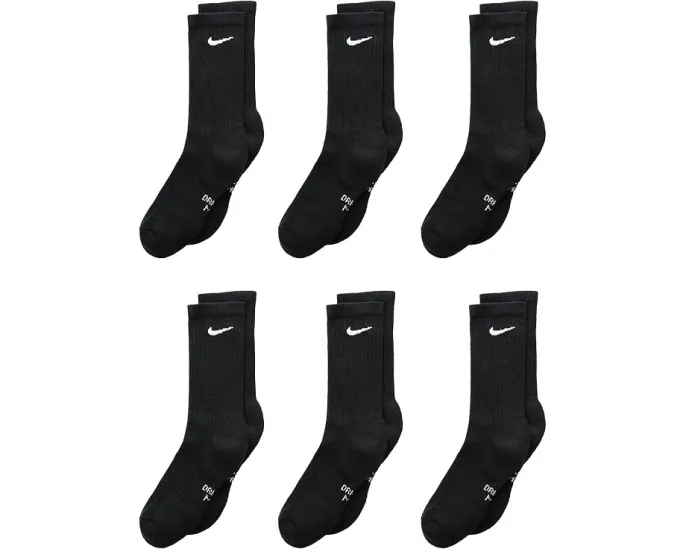 Носки Nike Performance Cushioned Dri-FIT гольф 6 пар детские черно-белые