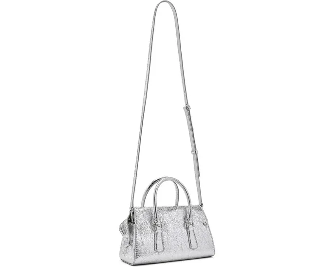 Мини сумка Kate Spade New York из металлизированной кожи с тисненым логотипом