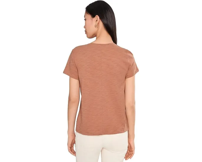 Топ Lilla P Short Sleeve Back Seam с V-образным вырезом и коротким рукавом