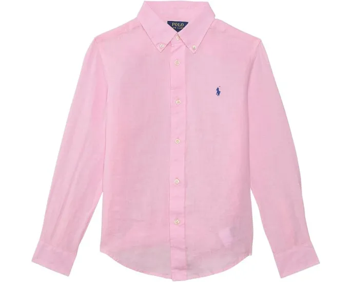 Рубашка Polo Ralph Lauren Kids Linen из льна с длинными рукавами